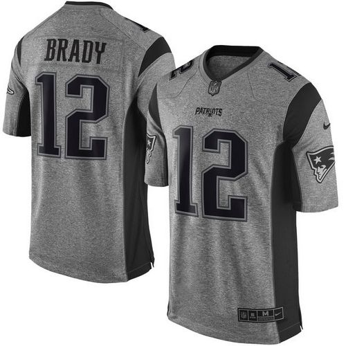 Nike Patriots #12 Tom Brady Gray Men's Stitched NFL Limited Gridiron Gray Jersey